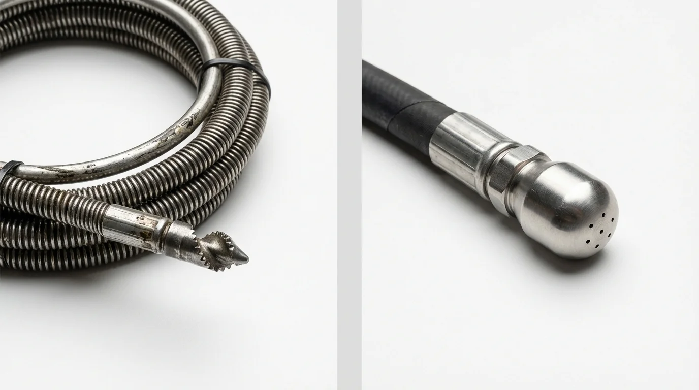Drain snake cable and hydro jetting nozzle used for drain cleaning in Wickliffe, KY