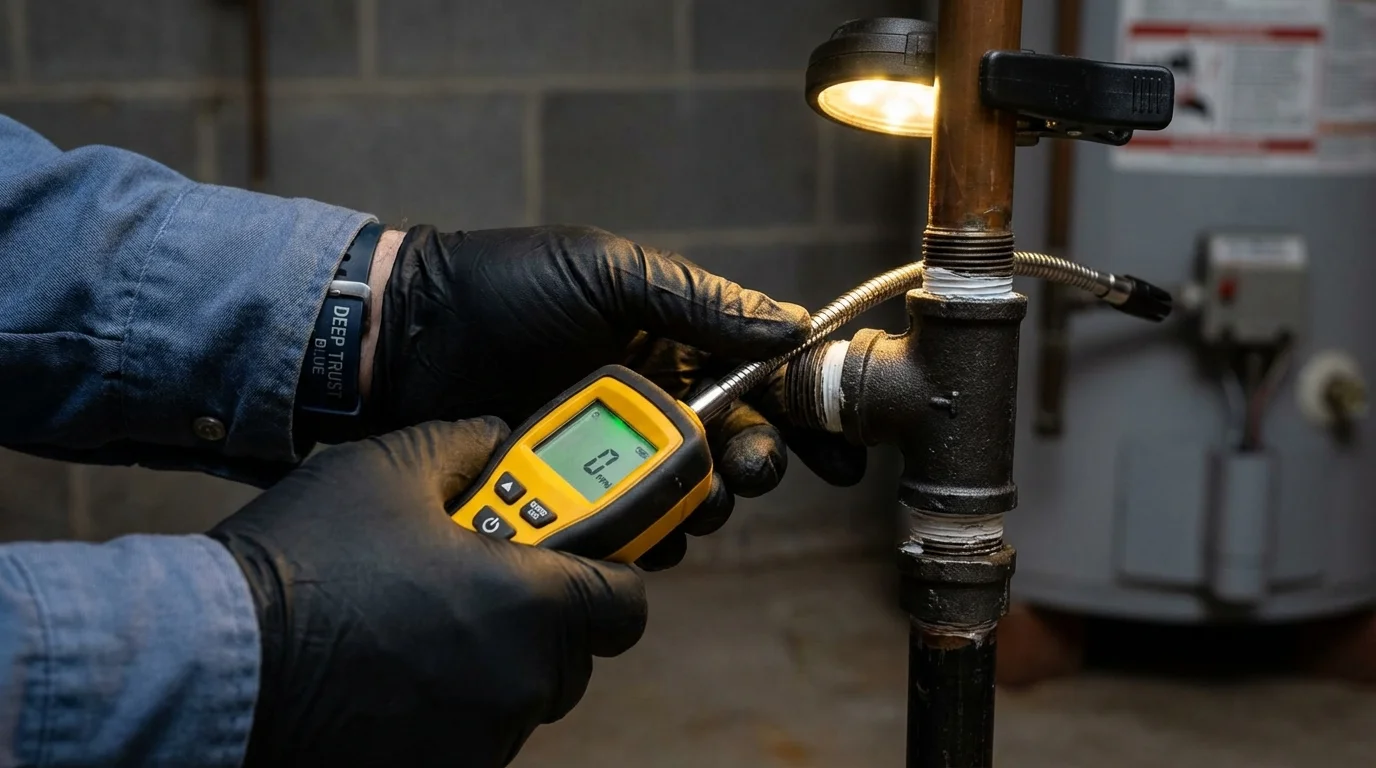 Gas leak detection with electronic sniffer by Johns Plumbing LLC in Wickliffe